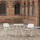 Fauteuils de jardin RAY et table carrée RAY CAFE Woud en aluminium blanc