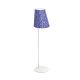 Lampadaire extérieur sans fil CONE Emu, pied blanc et abat-jour fleurs bleues