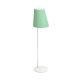 Lampadaire extérieur sans fil CONE Emu, pied blanc et abat-jour résille verte