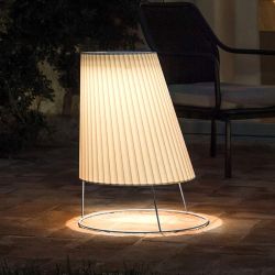 Lampe extérieur LED sans fil CONE BIG Emu, abat-jour plissé écru