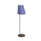 Lampadaire extérieur sans fil CONE Emu, pied corten et abat-jour fleurs bleues