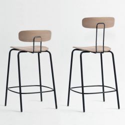 Chaises de bar chêne massif assise 65 cm  OKITO BAR Zeitraum, dossier bas et haut