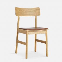 Chaise bois assise cuir PAUSE Woud