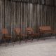 Chaises de jardin, fauteuil RAY CAFE et banc RAY Woud, coloris corten 