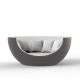 Daybed pivotant ULM MOON Vondom, coque taupe, tissus blanc