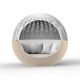 Daybed pivotant coloris beige avec pare soleil blanc et tissu blanc ULM MOON Vondom