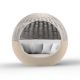 Daybed pivotant coloris beige avec pare soleil beige et tissu blanc ULM MOON Vondom