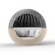 Daybed pivotant coloris beige avec pare soleil gris et tissu blanc ULM MOON Vondom