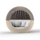 Daybed pivotant coloris beige avec pare soleil taupe et tissu blanc ULM MOON Vondom