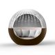 Daybed pivotant coloris bronze avec pare soleil blanc et tissu ocre ULM MOON Vondom