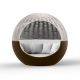 Daybed pivotant coloris bronze avec pare soleil beige et tissu blanc ULM MOON Vondom