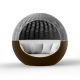 Daybed pivotant coloris bronze avec pare soleil gris et tissu blanc ULM MOON Vondom