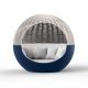 Daybed pivotant coloris navy avec pare soleil beige et tissu blanc ULM MOON Vondom