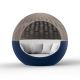 Daybed pivotant coloris navy avec pare soleil taupe et tissu blanc ULM MOON Vondom