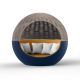 Daybed pivotant coloris navy avec pare soleil taupe et tissu ocre ULM MOON Vondom