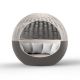 Daybed pivotant coloris taupe avec pare soleil beige et tissu écru ULM MOON Vondom