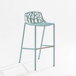 Chaise de bar aluminium bleu pastel dossier bas h 78 cm FOREST Fast