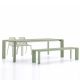 Table et banc aluminium GRANDE ARCHE Fast, coloris thé vert 