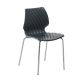 Chaise pieds droits chrome brillant UNI Metalmobil, coloris anthracite