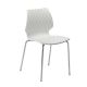 Chaise pieds droits chrome brillant UNI Metalmobil, coloris blanc