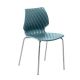 Chaise pieds droits chrome brillant UNI Metalmobil, coloris bleu poudré