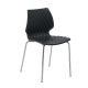 Chaise pieds droits chrome brillant UNI Metalmobil, coloris noir