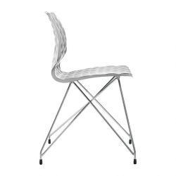 Chaise pieds treillis chrome brillant coloris blanc UNI Metalmobil
