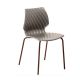 Chaise outdoor gris tourterelle pieds droits laqués brun chocolat UNI Metalmobil