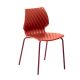 Chaise outdoor rouge corail pieds droits laqués rouge rubis UNI Metalmobil