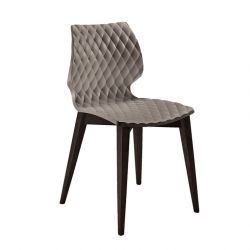 Chaise assise gris tourterelle pieds hêtre teinté wengé UNI 562 Et-al