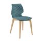 Chaise assise bleu poudré pieds hêtre naturel UNI 562 Et-al