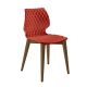 Chaise assise rouge corail pieds hêtre teinté noyer canaletto UNI 562 Et-al