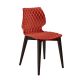 Chaise assise rouge corail pieds hêtre teinté wengé UNI 562 Et-al