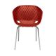 Chaise pieds droits chromés brillants coloris rouge corail UNI-KA 594 Et-al