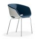 Chaise coque blanche rembourrée tissu Bleu cobalt-Medley 66010 pieds droits chromés UNI-KA Et-al