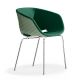 Chaise coque pistache rembourrée tissu Vert pin-Medley 67054 pieds droits chromés UNI-KA Et-al