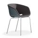 Chaise coque gris petit-gris rembourrée tissu Gris cendré-Medley 60004 pieds droits chromés UNI-KA Et-al