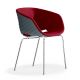 Chaise coque gris petit-gris rembourrée tissu Rouge-Medley 64123 pieds droits chromés UNI-KA Et-al