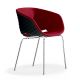 Chaise coque noir rembourrée tissu Rouge-Medley 64123 pieds droits chromés UNI-KA Et-al