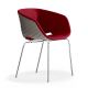 Chaise coque gris tourterelle rembourrée tissu Rouge-Medley 64123 pieds droits chromés UNI-KA Et-al