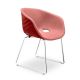 Chaise coque rouge corail rembourrée tissu Rose-Medley 63064 pieds luge chromés UNI-KA Et-al