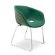 Chaise coque pistache rembourrée tissu Vert pin-Medley 67054 pieds luge chromés UNI-KA Et-al