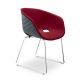 Chaise coque gris petit gris rembourrée tissu Rouge-Medley 64123 pieds luge chromés UNI-KA Et-al
