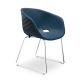Chaise coque anthracite rembourrée tissu Bleu cobalt-Medley 66010 pieds luge chromés UNI-KA Et-al
