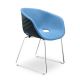 Chaise coque anthracite rembourrée tissu Bleu ciel-Medley 67052 pieds luge chromés UNI-KA Et-al