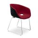Chaise coque noire rembourrée tissu Rouge-Medley 64123 pieds luge chromés UNI-KA Et-al