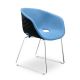 Chaise coque noire rembourrée tissu Bleu ciel-Medley 67052 pieds luge chromés UNI-KA Et-al