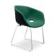 Chaise coque noire rembourrée tissu Vert pin-Medley 67054 pieds luge chromés UNI-KA Et-al