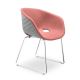 Chaise coque blanche rembourrée tissu Rose-Medley 63064 pieds luge chromés UNI-KA Et-al