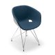 Chaise coque blanche rembourrée tissu Bleu cobalt-Medley 66010 pieds treillis chromés UNI-KA Et-al